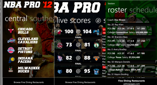 NBA Pro '12 Screenshot App for Windows Phone 7
