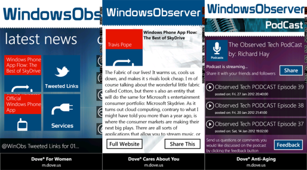 WindowsObserver Windows Phone App